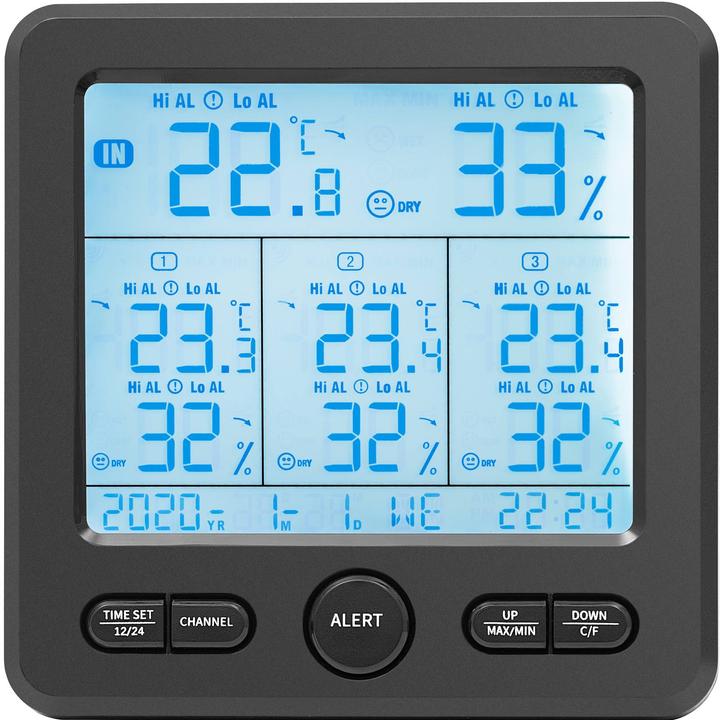 Produktbild Steinberg Raumklimastation Wetterstation Temperaturanzeige kabellos LCD 3 Sensoren