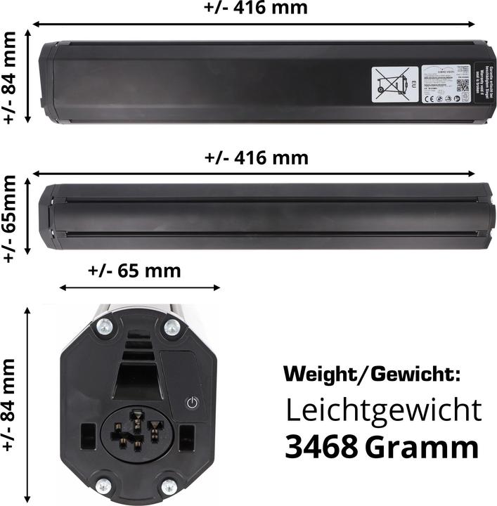 Produktbild E-Bike-Vision Akku Bosch Active (Plus) / Performance (CX) 36 V 630Wh, Intube vertikal (630 Wh, E-Bike Akku)
