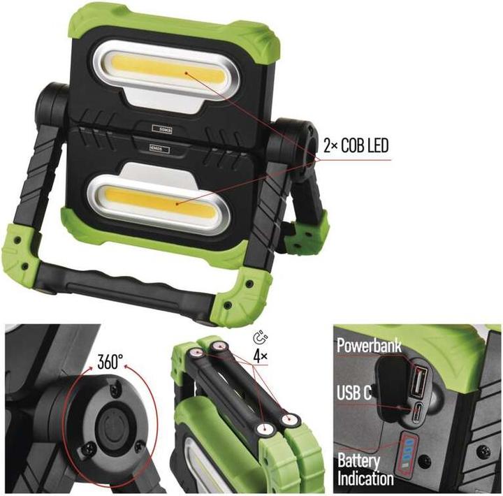 Actual product image Emos Rechargeable COB LED Work Floodlight P4536, 2000 lm, 8000 mA (2000 lm)