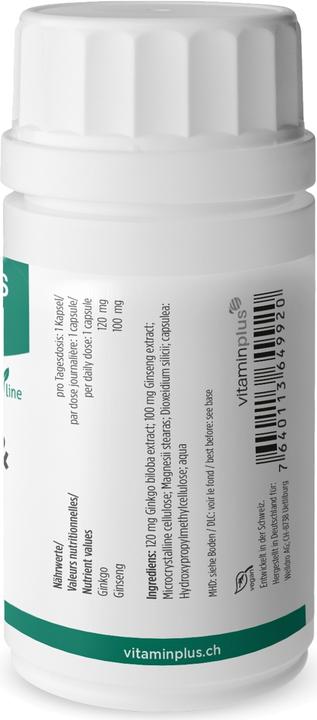 Nährwerte und Zutaten Vitaminplus Ginkgo & Ginseng Kaps (90 Stück, Kapseln)