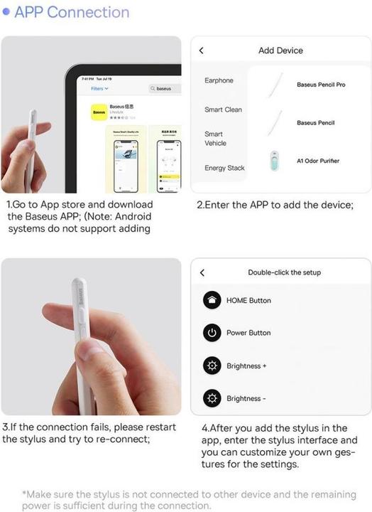 Actual product image Baseus Smooth Writing Stylus with LED Indicators (Active+Passive) White
