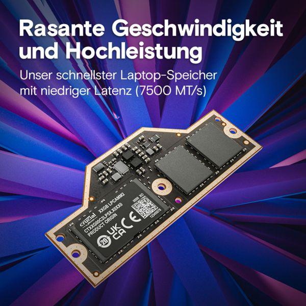 Actual product image Crucial LPCAMM2 LPDDR5X 32GB Memory (3750 MHz, LPDDR5-RAM, LPCAMM2)