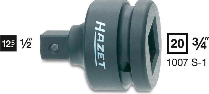 Actual product image HAZET Reducer 1007S-1 ∙ Square, hollow 20 mm (3/4 inch) ∙ Square, solid 12.5 mm (1/2 inch)