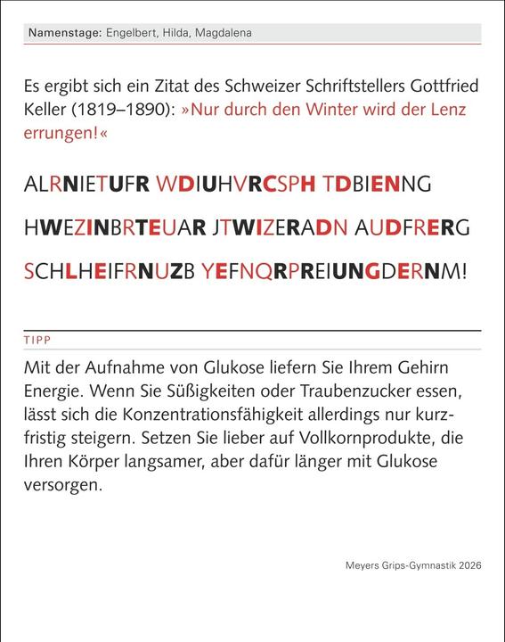 Productafbeelding Harenberg Meyers Grips-Gymnastik Tagesabreisskalender 2026 - Das tägliche 5-Minuten-Training für Gedächtnis (Duits, Philip, KIEFER, 2025)