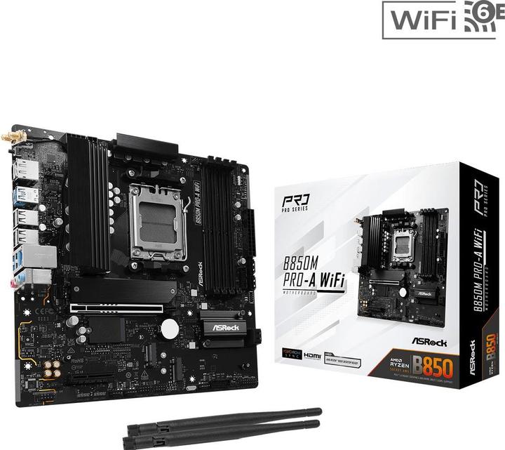 Image du produit AsRock B850M Pro-A WiFi (AM5, AMD B850, mATX)
