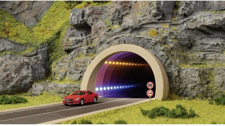Image du produit Viessmann Portail routier H0 Tunnel routier moderne, avec miroir LED effet de profondeur