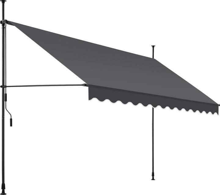 tectake Klemmmarkise mit Handkurbel, höhenverstellbar (3.50 m)