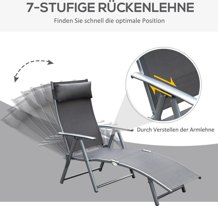 Produktbild Outsunny Gartenliege Metall, Stoff Grau (137 cm)