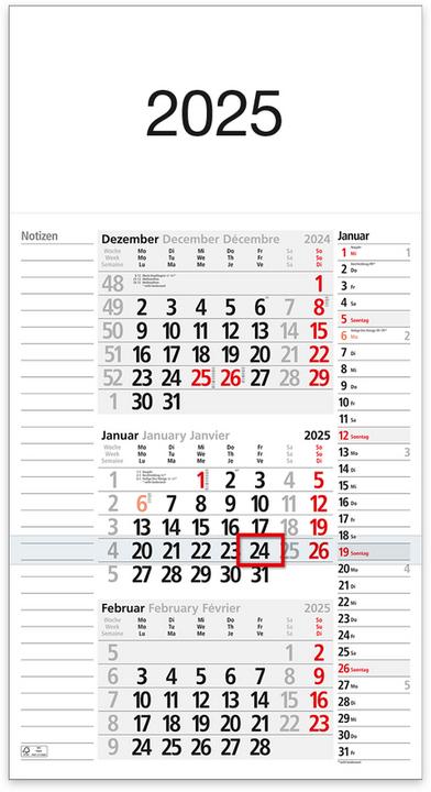 Nährwerte und Zutaten Bühner 3-Monatskalender ms. M3KPN 30x56cm, 2021 (Spezial, Weicher Einband, Deutsch)
