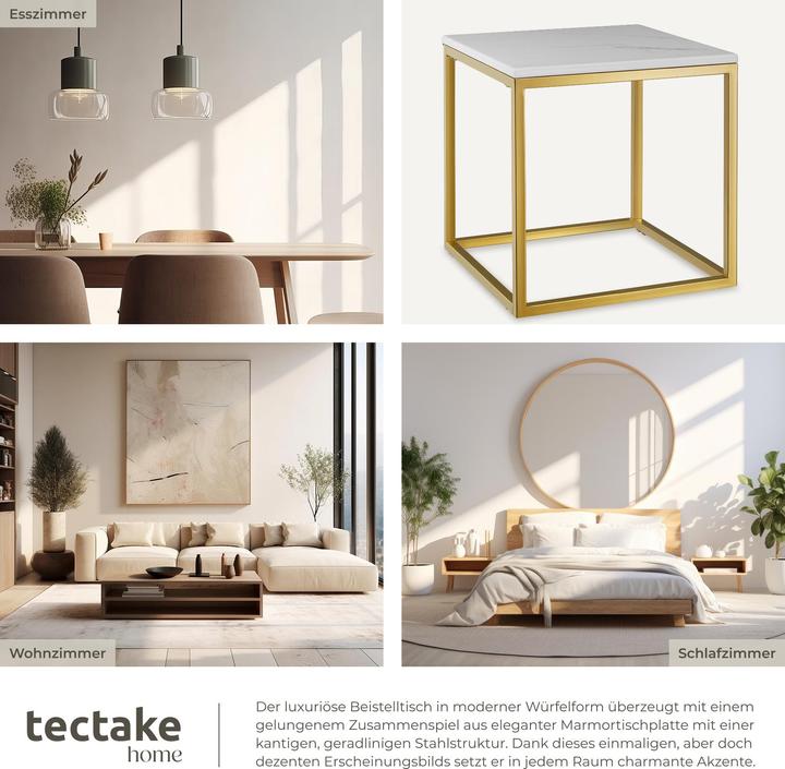 Produktbild tectake Marmor-Beistelltisch Alysia, quadratisch (45 x 45 x 47.5 cm)