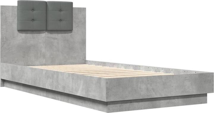 Produktbild VidaXL Bettgestell mit Kopfteil Betongrau (75 x 190 cm)