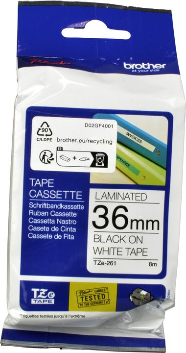 Actual product image Brother Tze-261 (3.60 cm, Black, White)