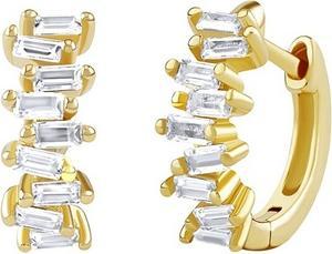 Silvego Silver/Gold Plated Bernie Hoop Earrings with Brilliance Zirconia DCC1541EWGP