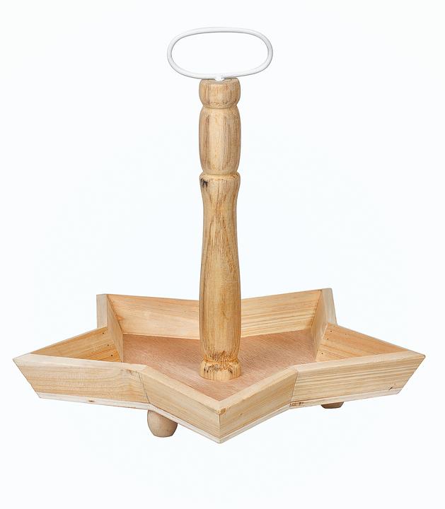 Produktbild VBS Tablett-Etagere "Stern", Holz m. Metallgriff, Ø ca. 30 cm