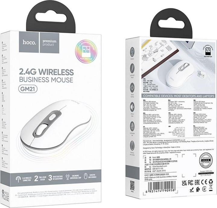 Actual product image Hoco - Wireless Mouse (GM21) - 2.4G, with Adjustable DPI (1000-1600) - White (Wireless)