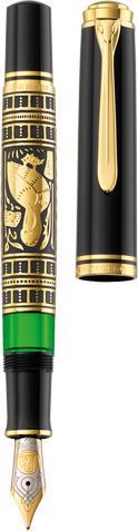 Actual product image Pelikan M900 Toledo M Fountain Pen Case (Black, Green, Gold, 1 x)