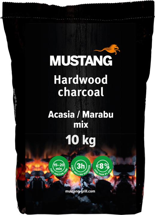 Mustang Grill Hardwood Charcoal, Acacia/Marabu, 10 kg (10 kg)