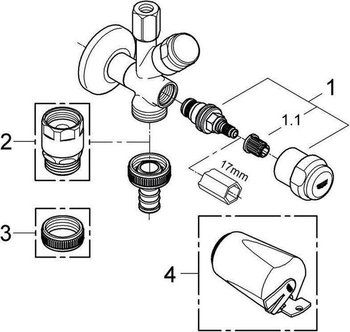 Actual product image Grohe WAS Combination corner valve 3/8inch chrome