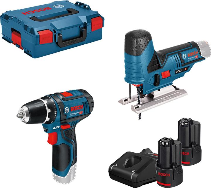 Produktbild Bosch Professional 12V-Set: GSR + GST + 2 x GBA 2.0Ah + GAL