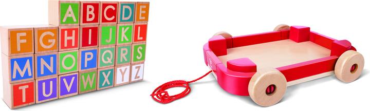 Actual product image Hape Letter blocks in the pull-along trolley