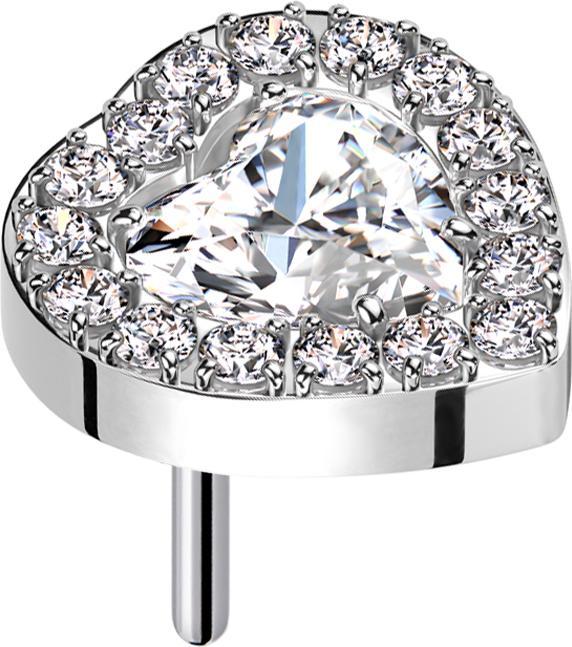 Immagine prodotto Star Piercing Cuore di cristallo d'argento Threadless cristalli bordati d'argento argento (Titanio G23, senza ottone)