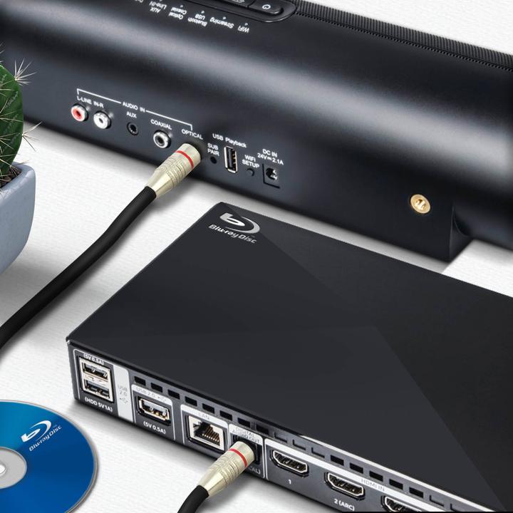 Actual product image LinQ Optical digital cable, 2m long, - Black (2 m, TOSLINK)