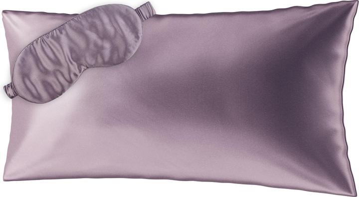 Ailoria BEAUTY SLEEP SET Silk Zipper Pillowcase (40x80) (purple) with eye mask (Kopfkissenbezug, 40 x 80 cm)