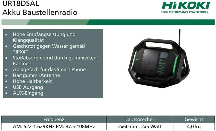 Produktbild Hikoki Baustellenradio (AM, FM)