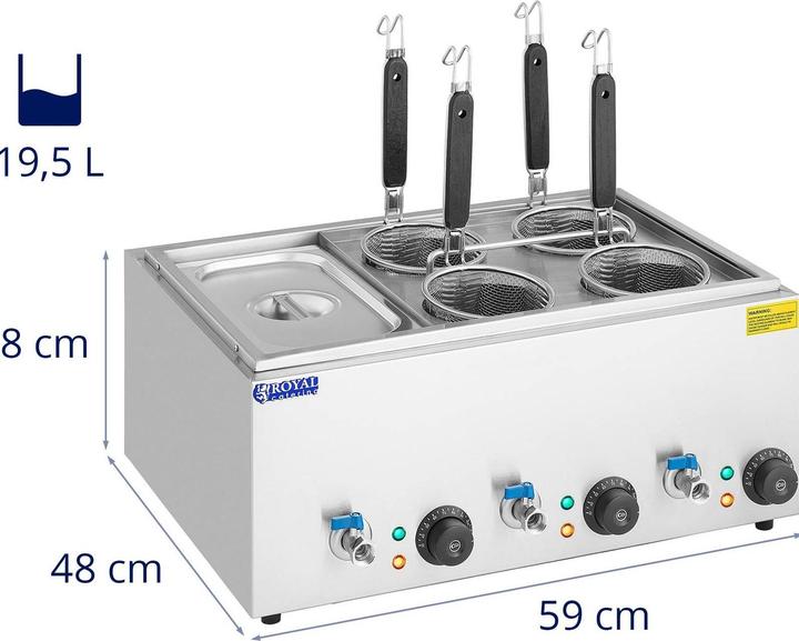 Produktbild Royal Catering Nudelkocher mit 4 Körben Pastakocher Pasta-Station GN 1/3 Behälter 30 - 110 °C