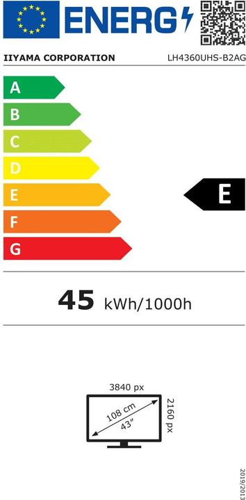 Energie-Label iiyama 27" Fast VA Gaming, G-Master (3840 x 2160 Pixel, 42.50")