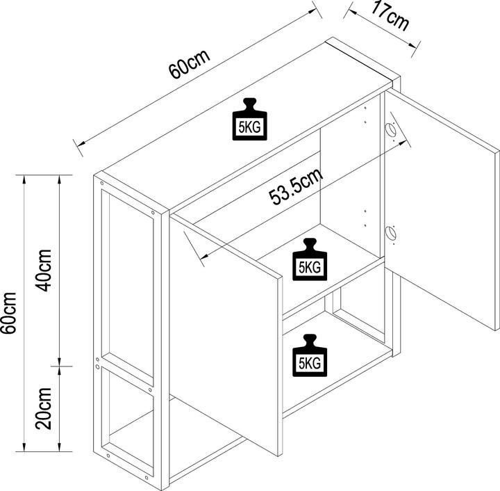 Produktbild VCM Spiegelschrank (60 x 17 cm)