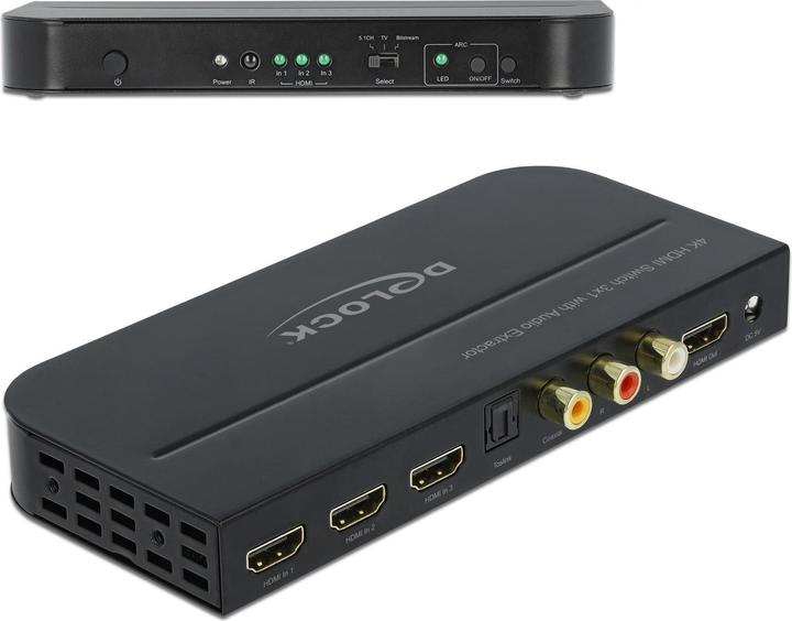 Immagine prodotto Delock Interruttore 3 porte HDMI, incl. estrattore audio HDMI