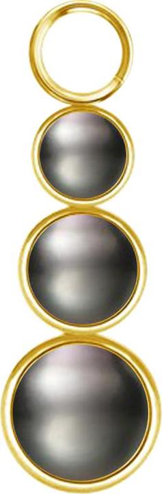 Star Piercing Anhänger vergoldet drei Perlen schwarz (Chirurgenstahl 316L, ohne Messing)