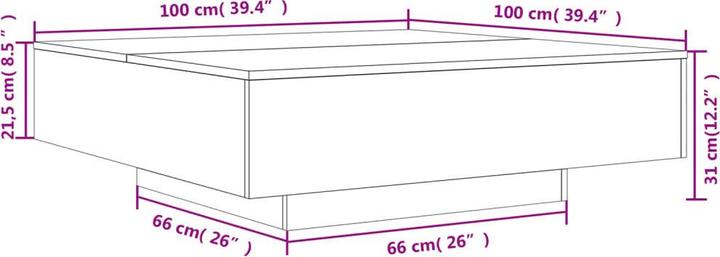 Productafbeelding VidaXL Salontafel met LED verlichting (100 x 100 x 31 cm)