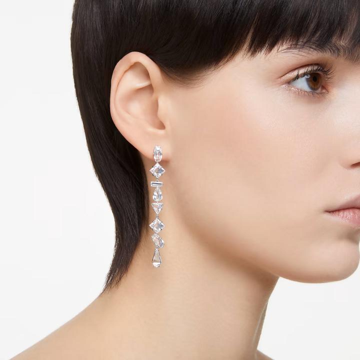 Immagine prodotto Swarovski Orecchini Mesmera a goccia di vari tagli, lunghi e bianchi (Metallo Swarovski)