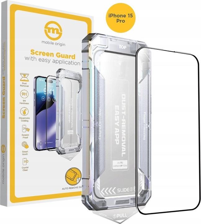 Image du produit Mobile Origin Yellow Screen Guard avec une application facile (1 pièce(s), Apple iPhone 15 Pro)