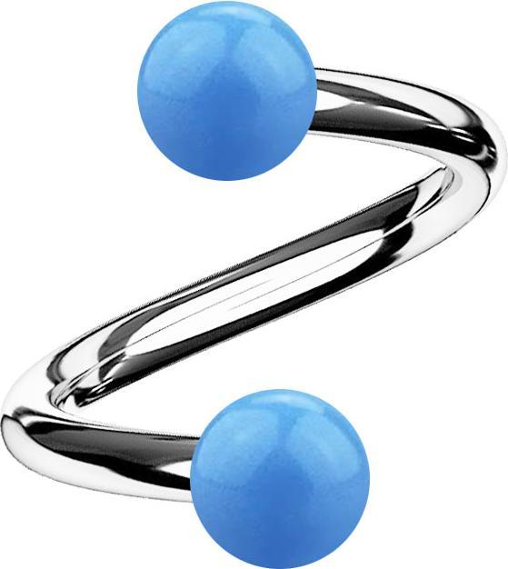 Immagine prodotto Star Piercing Micro spirale argento con due sfere blu chiaro (senza ottone)