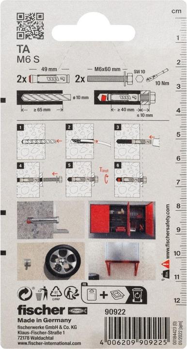 Produktbild Fischer 90880 Unidübel UX 10X60 R S NV (2 Stk.)