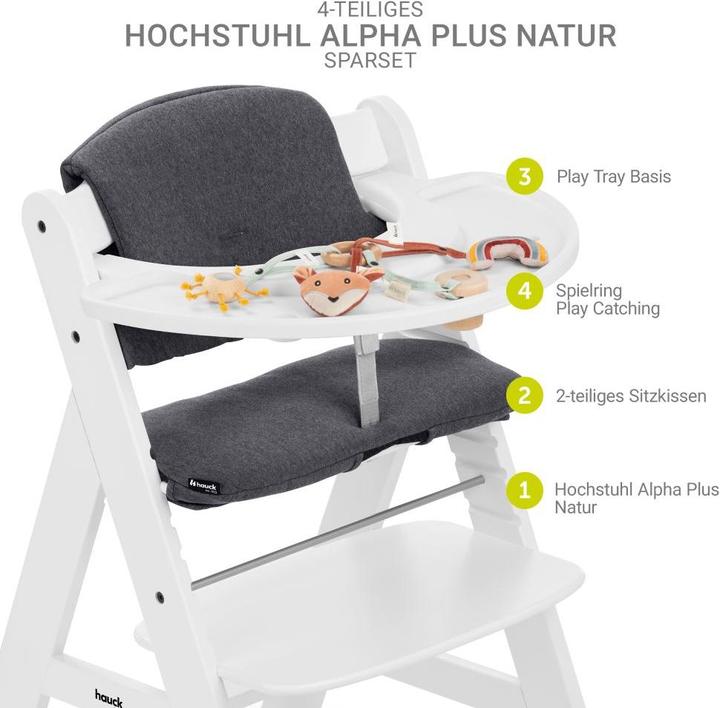Produktbild Hauck Hochstuhl Alpha Plus White im Sparset - inkl. Sitzkissen Hochstühle (Hochstuhl)