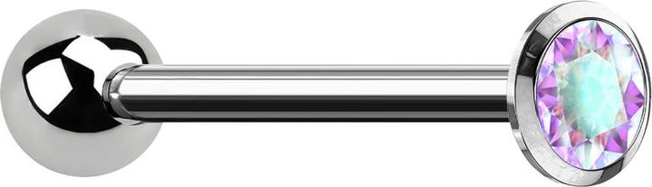 Star Piercing Barbell Innengewinde silber mit Kugel und Kristall multicolor (Titan G23, ohne Messing)