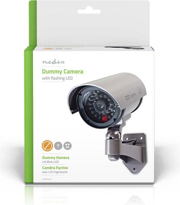Actual product image Nedis Dummy surveillance camera Sphere IP44 Battery-operated For outdoor use incl. wall bracket