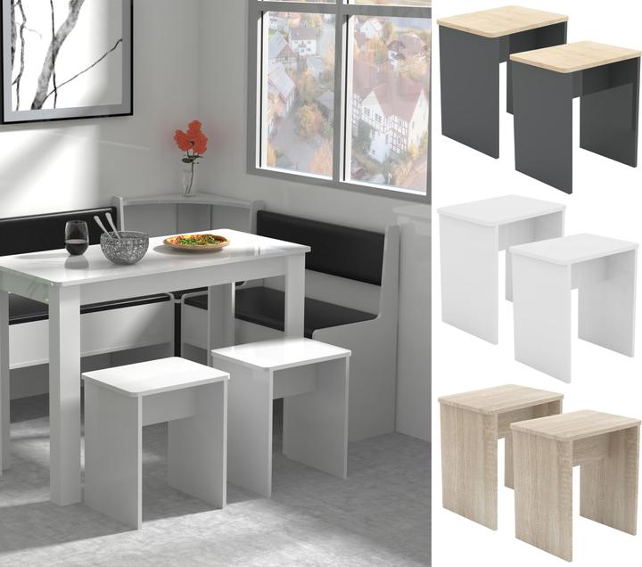 Produktbild VCM 2er Set Holz Sitzhocker Würfel Fussablage Beistelltisch Esal