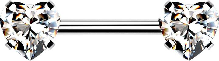 Immagine prodotto Star Piercing Threadless Barbell silber front mit Herz Kristall silber gefasst (Acciaio chirurgico 316L, senza ottone)