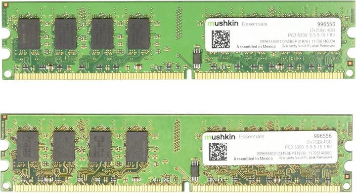Actual product image Mushkin DDR2 - 4GB - 667 - CL - 5 Essent Dual Kit (2 x 2GB, 667 MHz, DDR2-RAM)