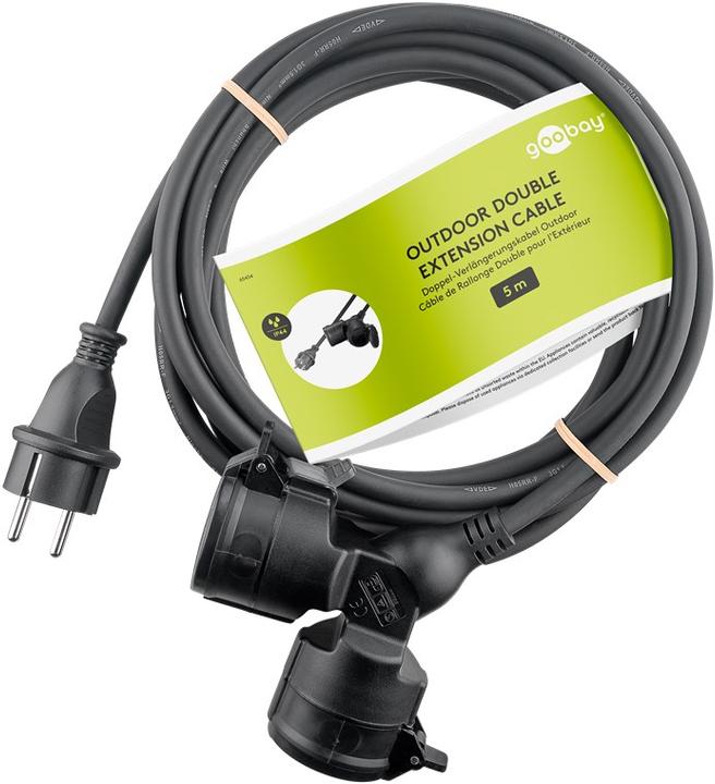 Produktbild Goobay Doppel-Verlängerungskabel Outdoor (5 m, CEE 7/7)