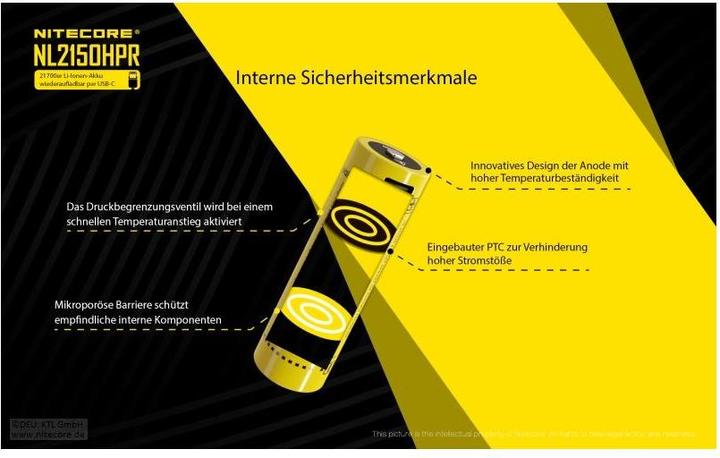 Actual product image Nitecore Li-Ion battery 21700, 5000mAh, NL2150HPR USB-C