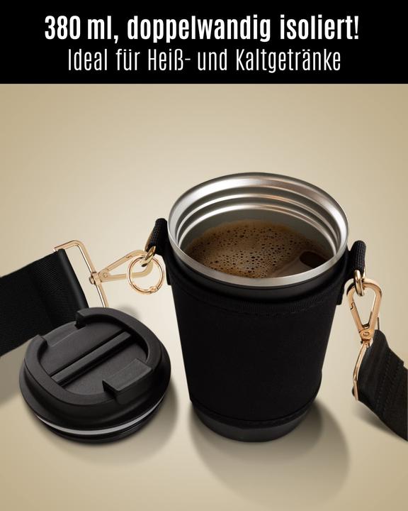 Produktbild Only-Bags.Store Cupholder Set - Becherhalter und Thermobecher zum Umhängen - Getränkehalter aus Neopren mit