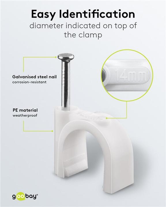 Actual product image Goobay Cable clamp, white max. cable diameter : 14.0 mm