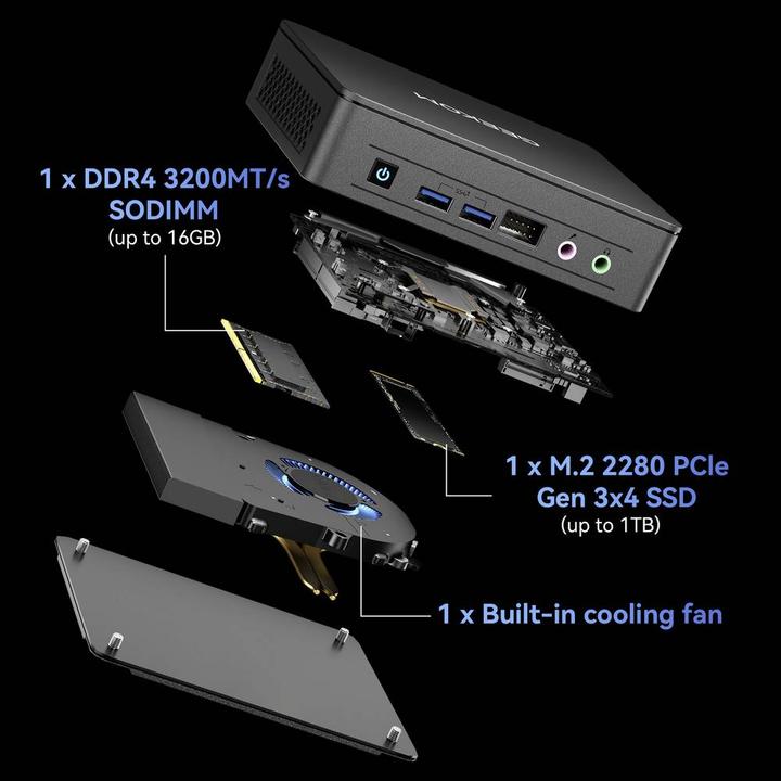 Actual product image Geekom Mini PC Mini Air12 Lite () Intel® N-Reihe N150 8 GB RAM 256 GB SSD I (Intel N150, 8.59 GB, 274.88 GB)