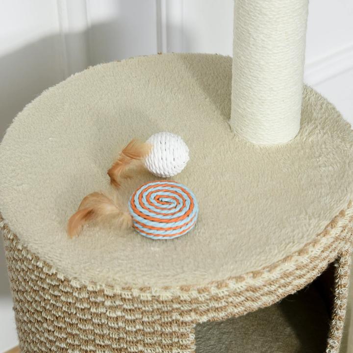 Produktbild PawHut Katzenkratzbaum, kuschelige Aussichtsplattformen, beige und kaffee, 61x41x96cm (96 cm, Braun)
